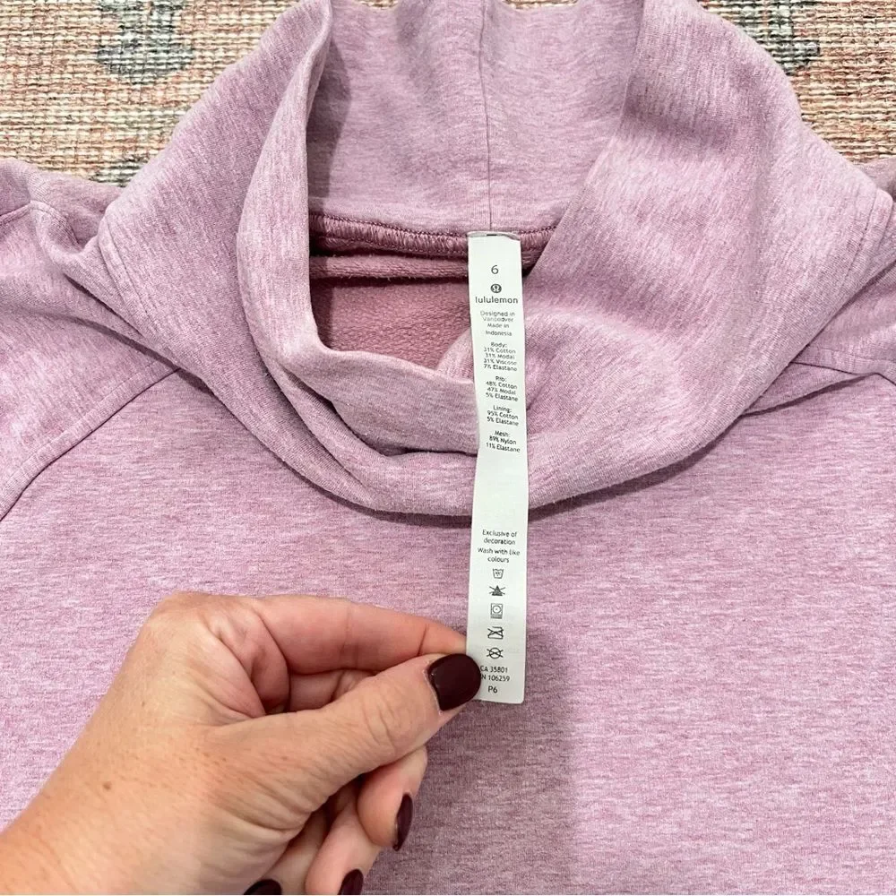 Lululemon Find Your Unwind Pullover Heathered Pink Taupe Sz 6